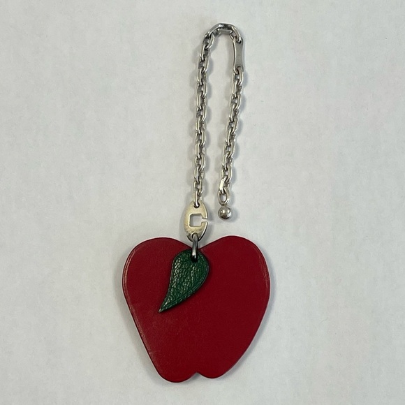 Hermes Bag Charm Leather Apple on Silver-tone Chain - Preloved - Picture 2 of 14